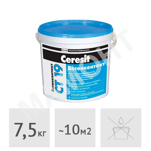 Грунтовка адгезионная ''бетонконтакт'' Ceresit CT19, 5 л (7,5 кг)