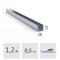 Профиль направляющий нарезанный Скайпрофиль UD 28 x 27 x 1200 мм, сталь 0.5 мм