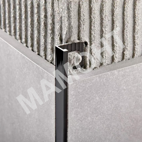 Уголок для плитки алюминиевый Profiling ПО-Г10 черный матовый 2,7 м - Фото 2