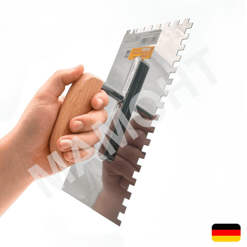 Гладилка нержавеющая 270 x 130 мм зуб 8 x 8 мм МАМОНТ (INS-MMNT-1073)