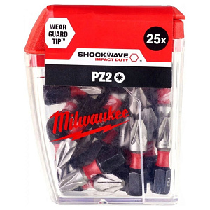 Биты крестообразные PZ2 25 мм (25 шт.) Shockwave Impact Duty Milwaukee (4932430864)