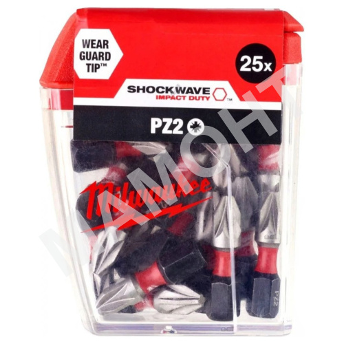 Биты крестообразные PZ2 25 мм (25 шт.) Shockwave Impact Duty Milwaukee (4932430864)