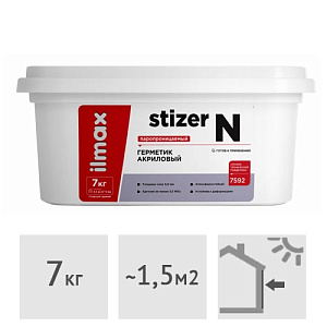 Герметик акриловый пароизоляционный ilmax stizer N (наружный), 7 кг