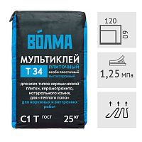 Клей для плитки ВОЛМА-Мультиклей особо пластичный, 25 кг