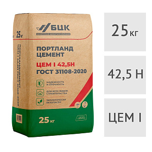 Цемент (портландцемент) М500 Д0 ЦЕМ I 42,5Н, 25 кг БЦК