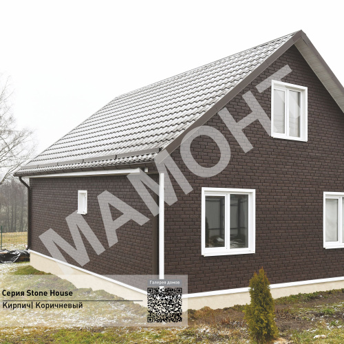 Фасадная панель Ю-Пласт Stone House КИРПИЧ Коричневый - Фото 3