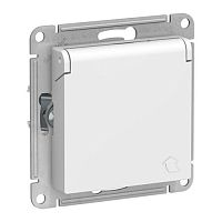 Розетка Systeme Electric ATLASDESIGN с заземлением с крышкой, белый