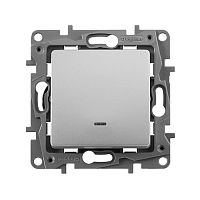 Выключатель Legrand ETIKA 1-клавишный с подсветкой, алюминий