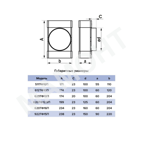 Соединитель (тройник) плоских каналов с круглым каналом ERA - Фото 2