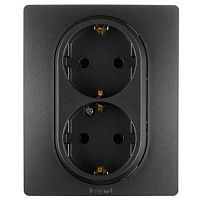 Розетка Legrand ETIKA двойная с заземлением, антрацит