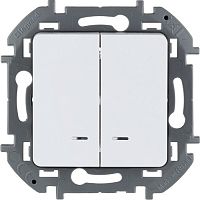 Выключатель Legrand INSPIRIA 2-клавишный с подсветкой, белый