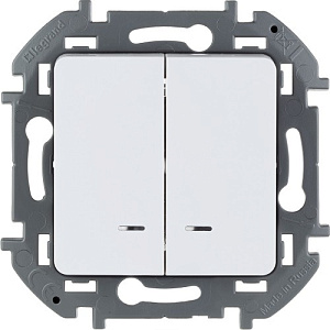 Выключатель Legrand INSPIRIA 2-клавишный с подсветкой, белый