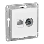Розетка Systeme Electric ATLASDESIGN двойная ТВ + компьютерная RJ45, кат. 5Е, белый