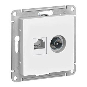Розетка Systeme Electric ATLASDESIGN двойная ТВ + компьютерная RJ45, кат. 5Е, белый