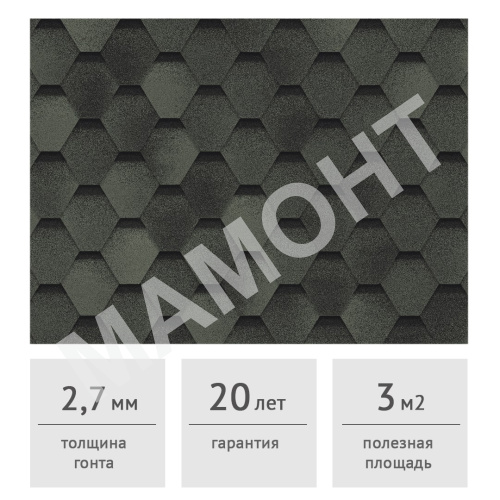 Гибкая черепица ТЕХНОНИКОЛЬ Финская Соната Зеленый, 3 м2