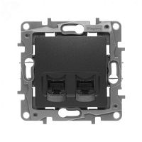 Розетка Legrand ETIKA двойная компьютерная, антрацит