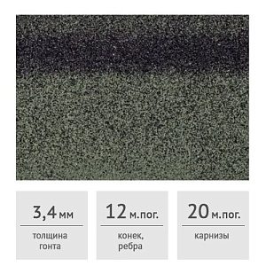 Коньково-карнизная черепица ТЕХНОНИКОЛЬ Зеленый экстра, 5 м2 (12/20 м.пог.)