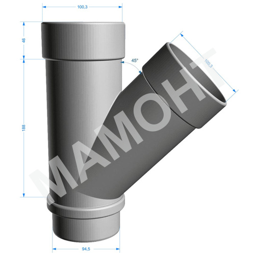 Тройник 45° Docke Lux ПВХ 100 мм, карбон