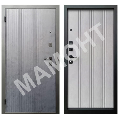 Дверь РОНА Бетон графит / Бетон снежный (+ чёрный муар) Промет