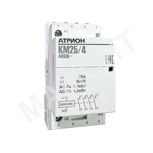Контактор модульный АТРИОН КМ25/4, 25А, 4НО