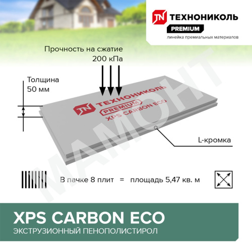 Экструдированный пенополистирол 5 см Технониколь Carbon Eco, 0,68 м2