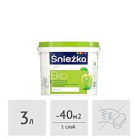 Краска акриловая Sniezka Eko белая, 3 л