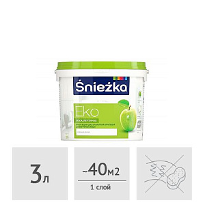 Краска акриловая Sniezka Eko белая, 3 л