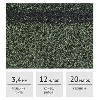 Коньково-карнизная черепица ТЕХНОНИКОЛЬ Зеленый микс, 5 м2 (12/20 м.пог.)