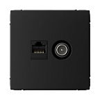 Розетка Systeme Electric ARTGALLERY двойная ТВ + компьютерная RJ45, карбон