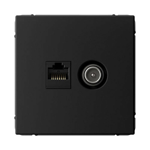 Розетка Systeme Electric ARTGALLERY двойная ТВ + компьютерная RJ45, карбон