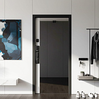 Дверь РОНА СМАРТ ЗЕРКАЛО Бетон графит / Арктик снежный (+ черный муар) Промет