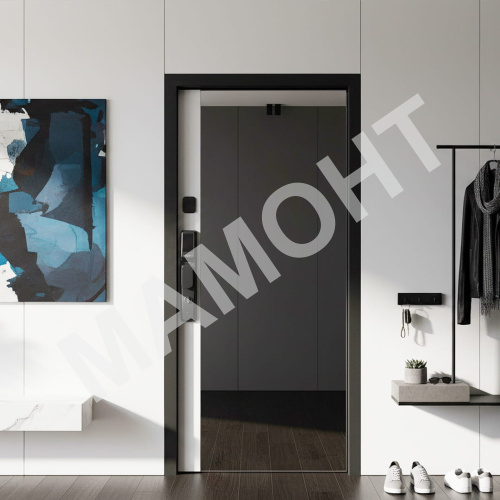 Дверь РОНА СМАРТ ЗЕРКАЛО Бетон графит / Арктик снежный (+ черный муар) Промет - Фото 2