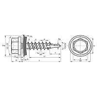 Саморез 4.8 x 35 мм кровельный со сверлом PT1 и резиновой прокладкой, RAL 8017, 200 шт. ЕКТ