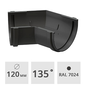 Угол желоба 135° Docke Premium 120 мм, графит (RAL 7024)