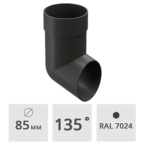 Слив (наконечник) трубы Docke Premium ПВХ 85 мм, графит (RAL 7024)