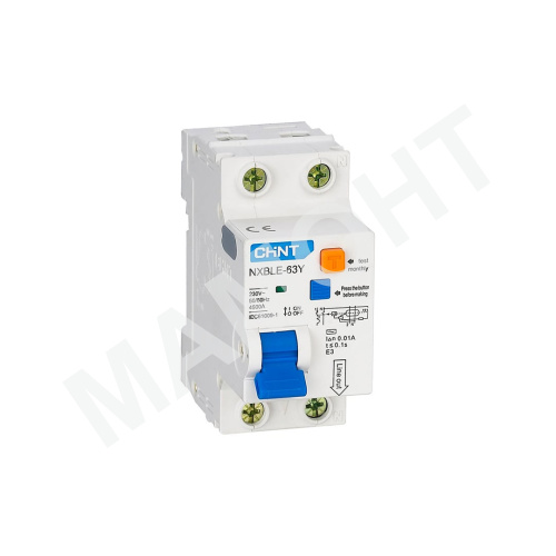 Диф. автомат Chint NXBLE-63Y 1P+N, электронный тип AС, х-ка C (R)