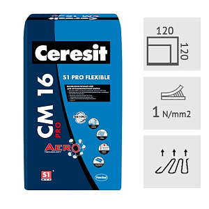 Клей для плитки высокоэластичный Ceresit CM16 PRO, 20 кг