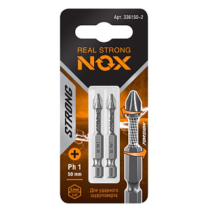 Биты крестообразные PH1 50 мм торсионные (2 шт.) NOX STRONG (336150-2)