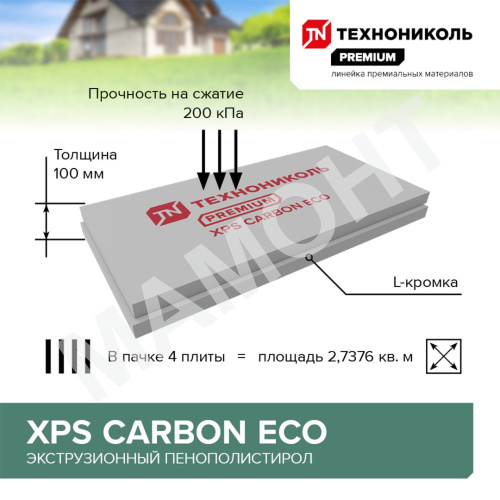 Экструдированный пенополистирол 10 см Технониколь Carbon Eco, 0,68 м2