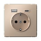 Розетка Systeme Electric ARTGALLERY с USB Type-A + Type-C, песочный