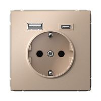 Розетка Systeme Electric ARTGALLERY с USB Type-A + Type-C, песочный