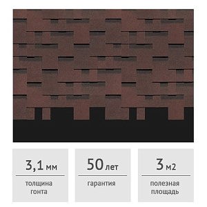 Гибкая черепица Docke PIE PREMIUM Генуя зрелый каштан, 3 м2