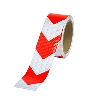 Лента сигнальная светоотражающая самоклеящаяся 50 мм х 5 м, красно-белая ADMIRAL