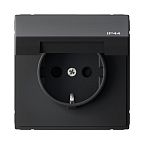 Розетка Systeme Electric ARTGALLERY с заземлением с крышкой IP44, карбон