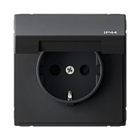 Розетка Systeme Electric ARTGALLERY с заземлением с крышкой IP44, карбон