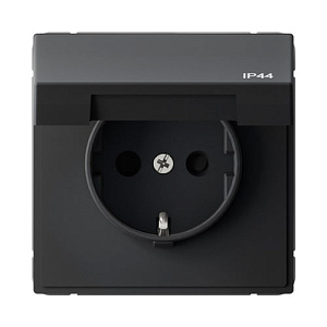 Розетка Systeme Electric ARTGALLERY с заземлением с крышкой IP44, карбон