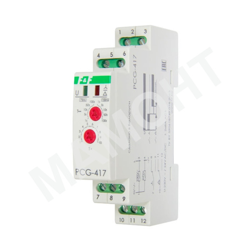 Реле времени Евроавтоматика PCG-417, 2CO, 8A(250VAC), 24VAC/DC, 230VAC, функция (Y-?), 1P