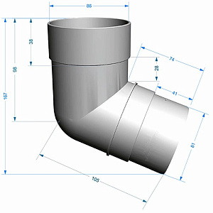 Колено трубы 72° Docke Premium 85 мм, графит (RAL 7024)