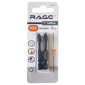 Биты крестообразные PZ2 50 мм торсионные (2 шт.) VIRA RAGE (554126)