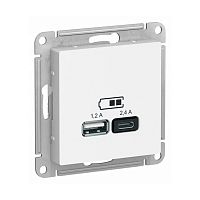Розетка Systeme Electric ATLASDESIGN USB Type-A + Type-C, белый